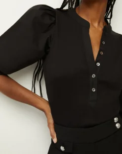 Veronica Beard Tops|Vb Classics*Coralee Puff-Sleeve Tee Black