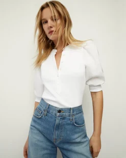 Veronica Beard Tops|Vb Classics*Coralee Puff-Sleeve Tee White