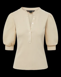 Veronica Beard Tops*Coralee Puff-Sleeve Tee in Limestone