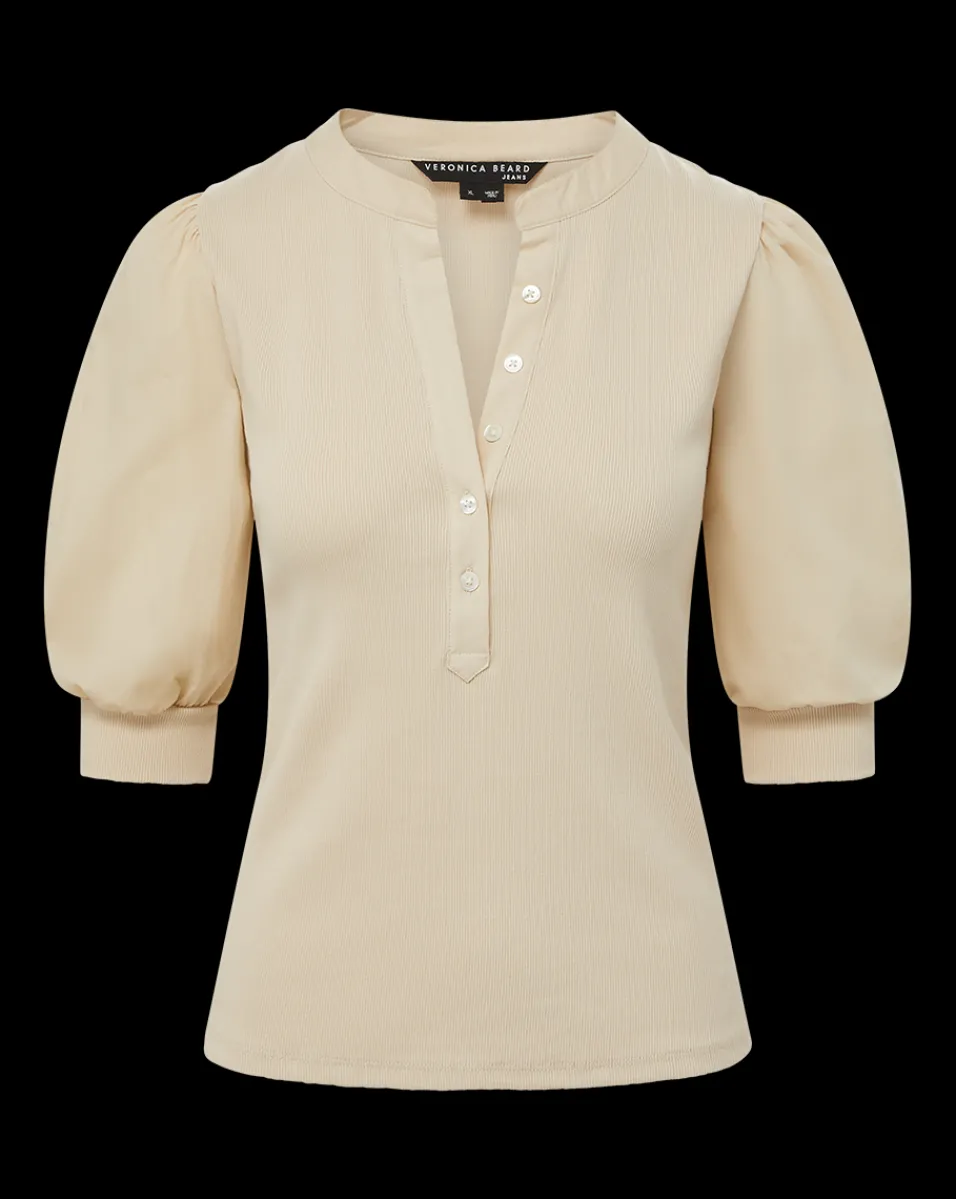 Veronica Beard Tops*Coralee Puff-Sleeve Tee in Limestone