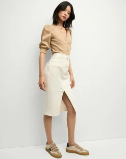 Veronica Beard Tops*Coralee Puff-Sleeve Tee in Khaki