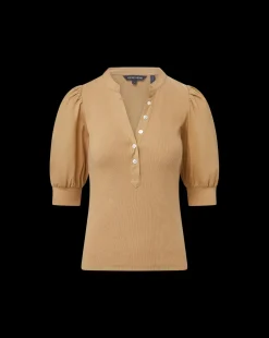 Veronica Beard Tops*Coralee Puff-Sleeve Tee in Khaki
