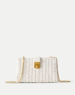 Veronica Beard Crossbody Bags*Crest Lock Basket Clutch in Off-White