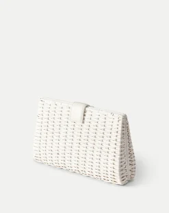 Veronica Beard Crossbody Bags*Crest Lock Basket Clutch in Off-White