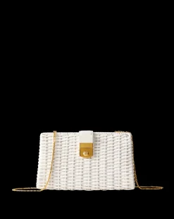 Veronica Beard Crossbody Bags*Crest Lock Basket Clutch in Off-White