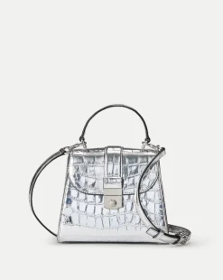 Veronica Beard Crossbody Bags|The Veronicas' Favorites*Crest Lock Croc-Embossed Top Handle Bag in Silver