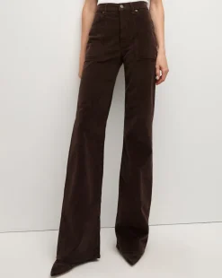 Veronica Beard Jeans|Pants*Crosbie Corduroy Wide-Leg Pant in Dark Chocolate DarkChocolate
