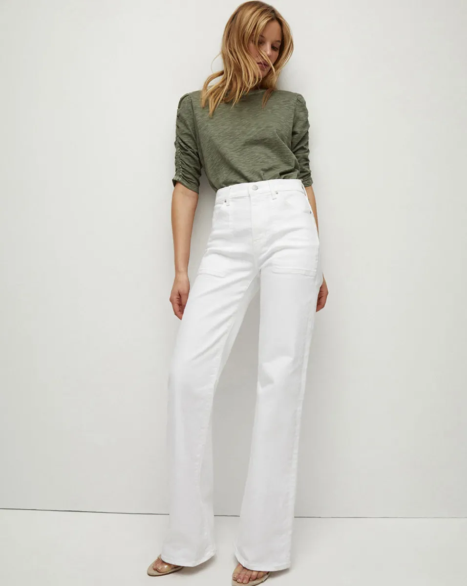 Veronica Beard Jeans|Vb Classics*Crosbie Patch Pockets Slim Wide-Leg Jean in White