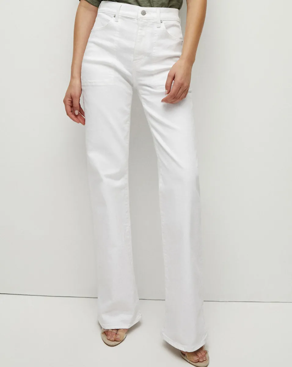 Veronica Beard Jeans|Vb Classics*Crosbie Patch Pockets Slim Wide-Leg Jean in White