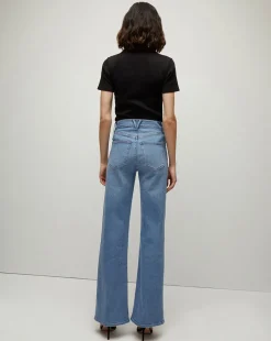 Veronica Beard Jeans*Crosbie Patch-Pocket Slim Wide-Leg Jeans in Amethyst