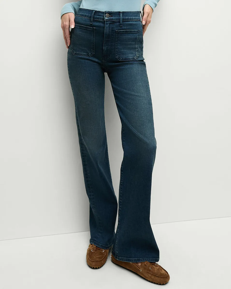 Veronica Beard Jeans*Crosbie Patch-Pocket Slim Wide-Leg Jeans in Northern Lights NorthernLights