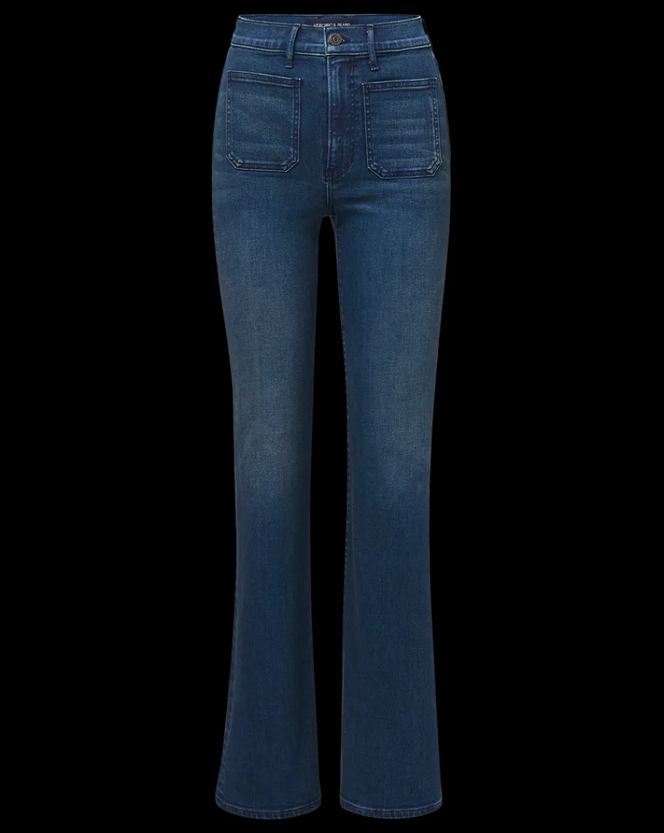Veronica Beard Jeans*Crosbie Patch-Pocket Slim Wide-Leg Jeans in Northern Lights NorthernLights