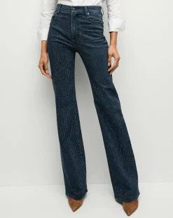 Veronica Beard Jeans|Party Dressing*Crosbie Rhinestone Wide-Leg Jean in Indigo Rinse IndigoRinse