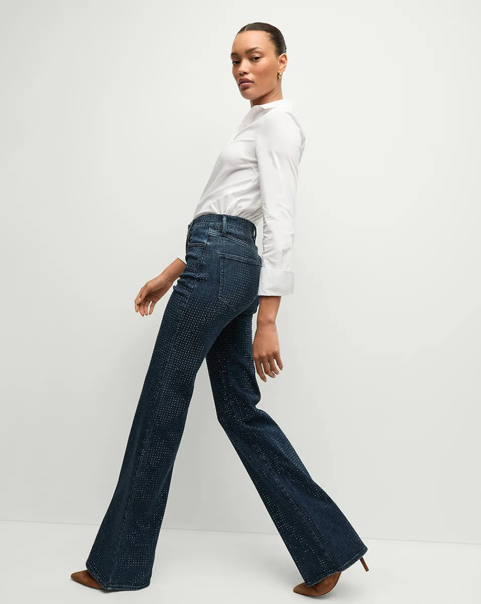 Veronica Beard Jeans|Party Dressing*Crosbie Rhinestone Wide-Leg Jean in Indigo Rinse IndigoRinse