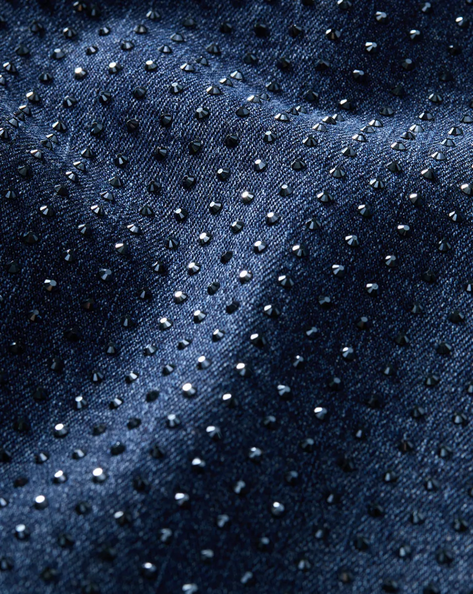 Veronica Beard Jeans|Party Dressing*Crosbie Rhinestone Wide-Leg Jean in Indigo Rinse IndigoRinse