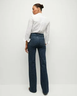 Veronica Beard Jeans|Party Dressing*Crosbie Rhinestone Wide-Leg Jean in Indigo Rinse IndigoRinse