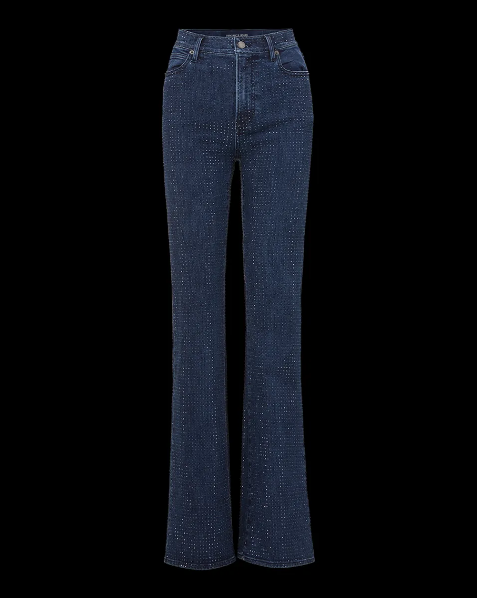 Veronica Beard Jeans|Party Dressing*Crosbie Rhinestone Wide-Leg Jean in Indigo Rinse IndigoRinse