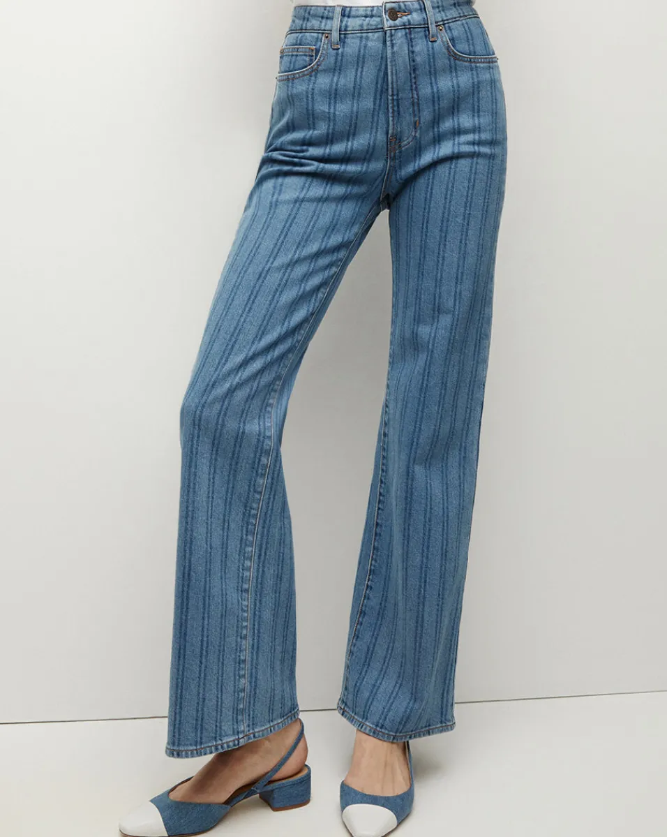 Veronica Beard Jeans*Crosbie Striped Loafer Length Wide-Leg Jean in Sapphire Stripe SapphireStripe