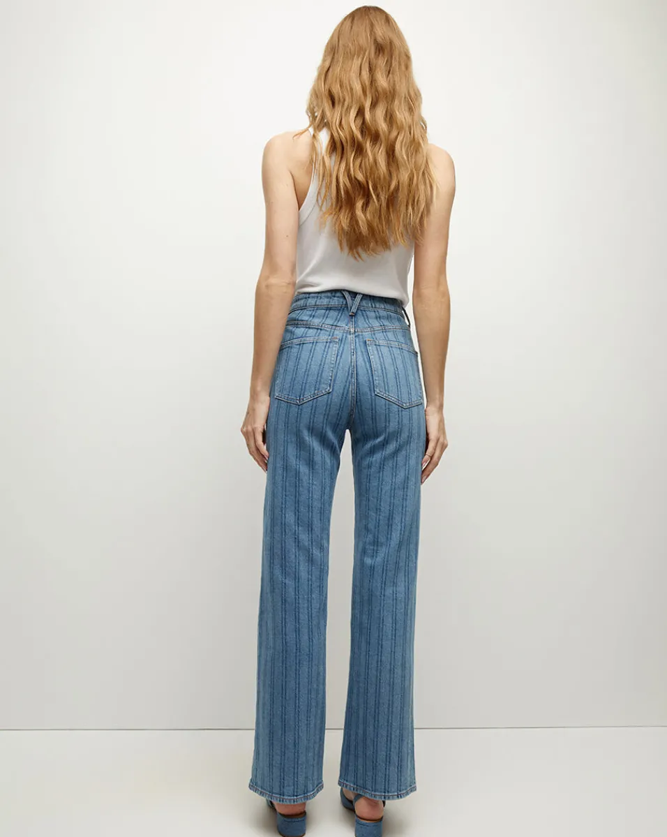 Veronica Beard Jeans*Crosbie Striped Loafer Length Wide-Leg Jean in Sapphire Stripe SapphireStripe