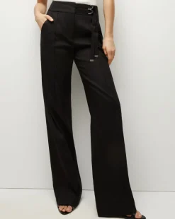 Veronica Beard Pants*Cruz Stretch-Linen Pants in Black