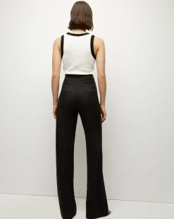 Veronica Beard Pants*Cruz Stretch-Linen Pants in Black