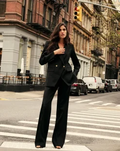 Veronica Beard Pants*Cruz Stretch-Linen Pants in Black