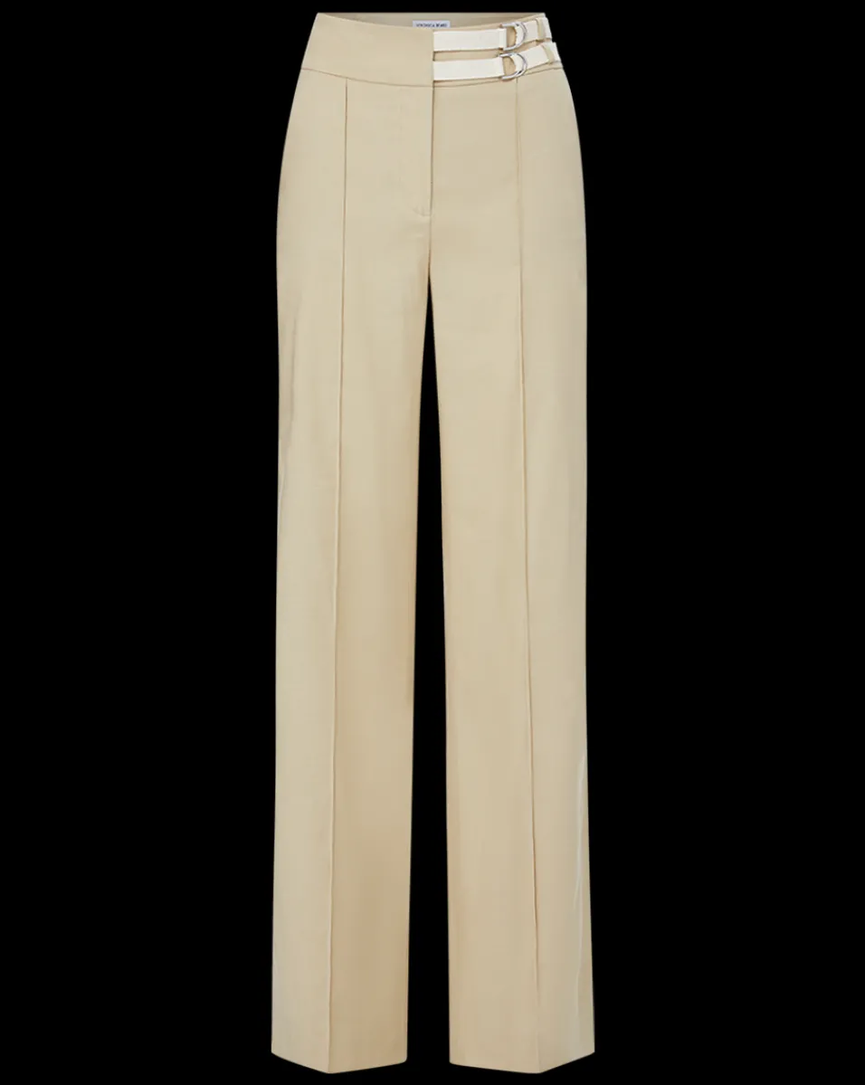 Veronica Beard Pants*Cruz Stretch-Linen Pants in Stone Khaki StoneKhaki