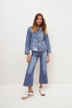 Veronica Beard Jackets & Outerwear*Dahl Acid-Washed Denim Jacket in Sapphire Sun SapphireSun