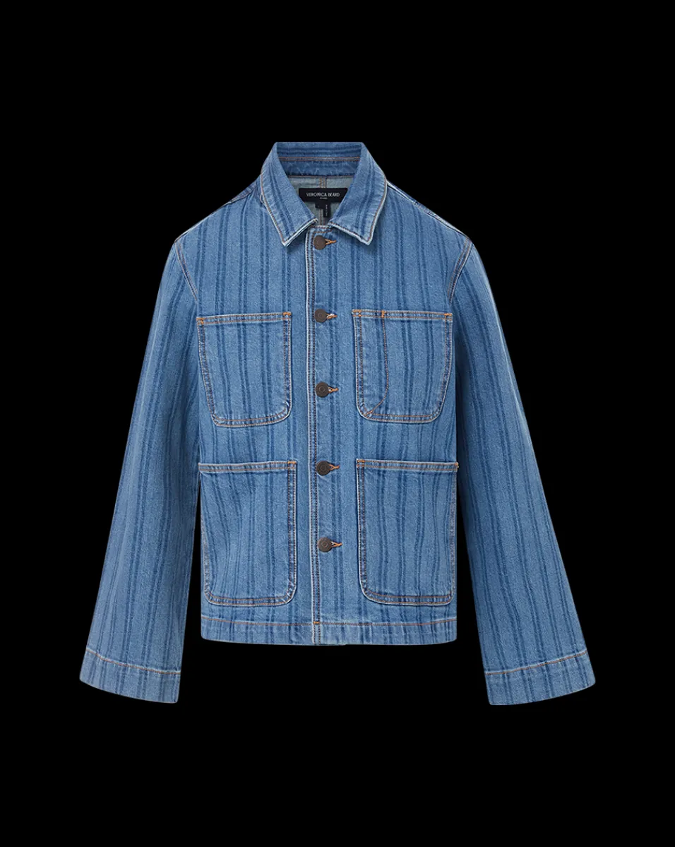 Veronica Beard Jackets & Outerwear*Dahl Striped Denim Jacket in Sapphire Stripe SapphireStripe