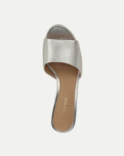 Veronica Beard Sandals*Dali Metallic Leather Block Heel Sandal Silver