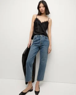 Veronica Beard Jeans*Daniela Cropped Straight-Leg Jean in Blue RebelBlue
