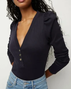 Veronica Beard Tops*Dekalb Puff-Sleeve Top Navy