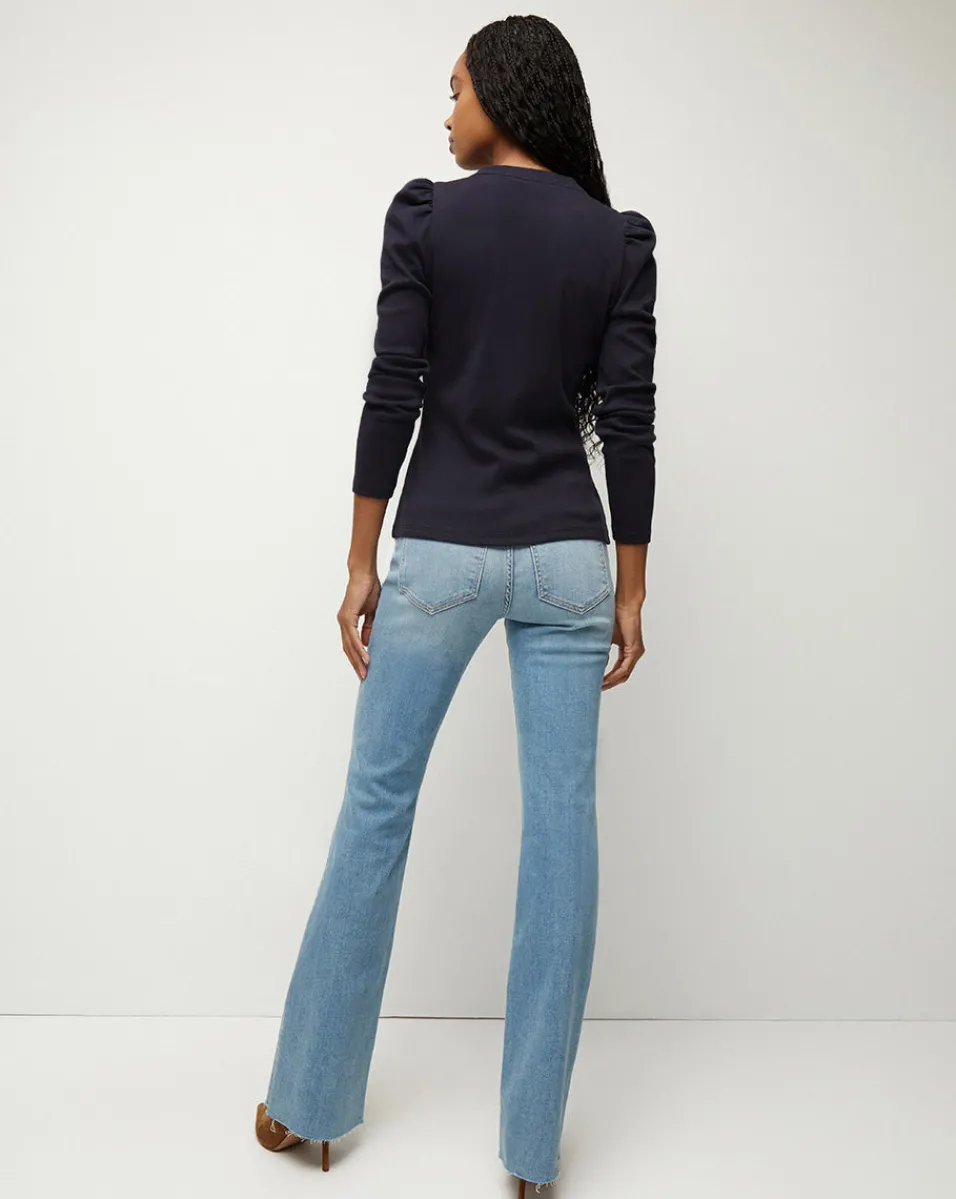 Veronica Beard Tops*Dekalb Puff-Sleeve Top Navy