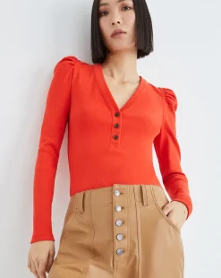 Veronica Beard Tops*Dekalb Puff-Sleeve Top Navy