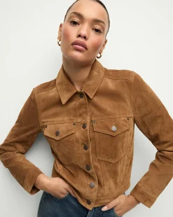 Veronica Beard Jackets & Outerwear|Matching Sets*Delena Suede Jacket in Whisky
