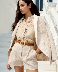 Veronica Beard Jackets & Outerwear*Didion Seersucker Jacket in Khaki/White