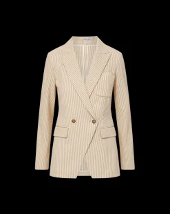 Veronica Beard Jackets & Outerwear*Didion Seersucker Jacket in Khaki/White