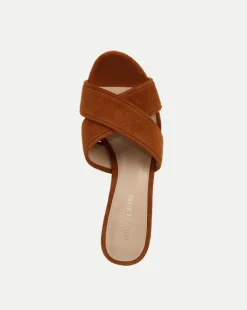 Veronica Beard Sandals*Dory Brown Block Cork-Heel Sandal Caramel