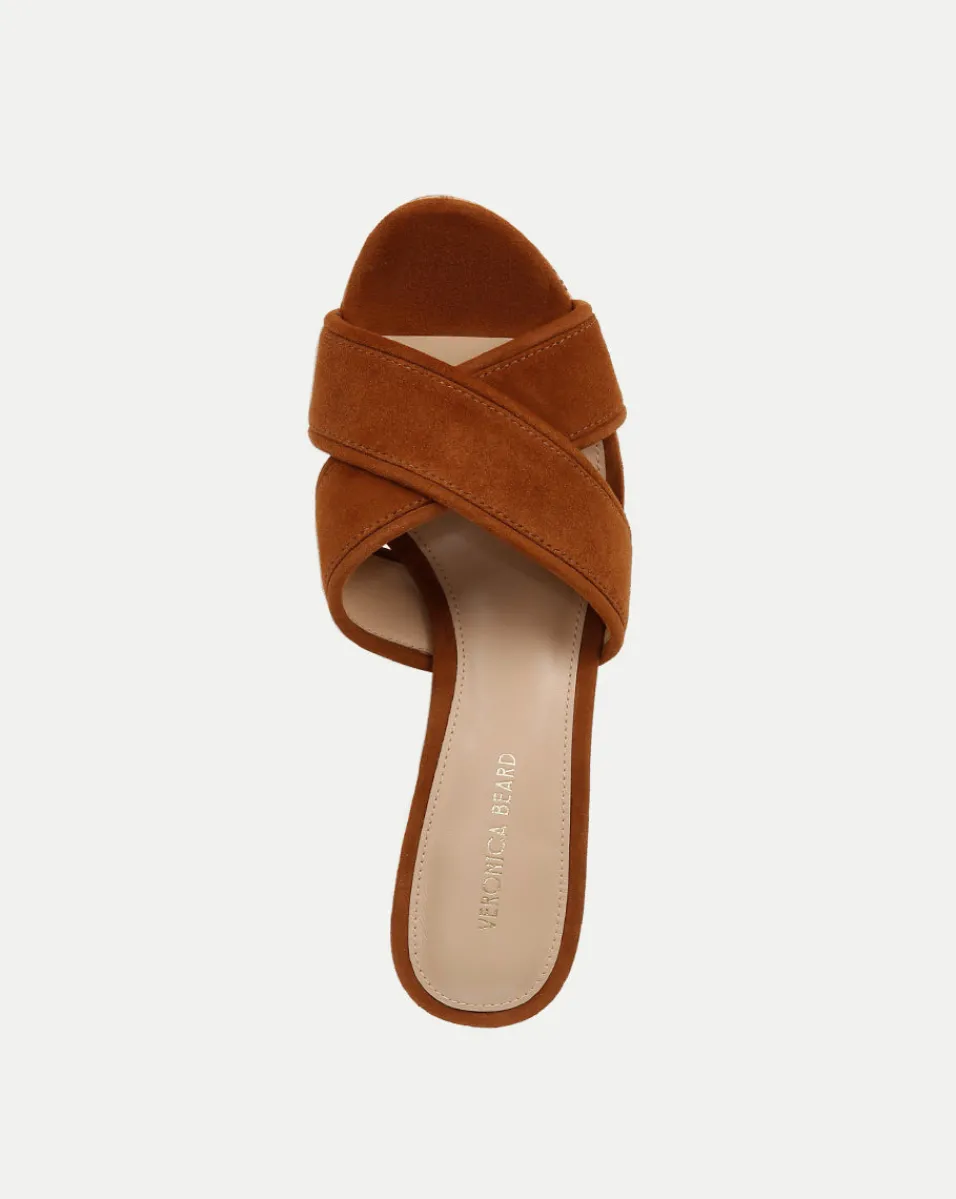 Veronica Beard Sandals*Dory Brown Block Cork-Heel Sandal Caramel