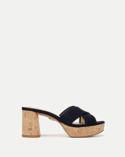 Veronica Beard Sandals*Dory Blue Block-Heel Sandal Navy