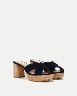 Veronica Beard Sandals*Dory Blue Block-Heel Sandal Navy
