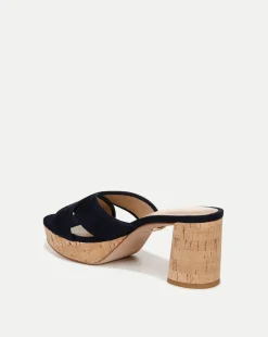 Veronica Beard Sandals*Dory Blue Block-Heel Sandal Navy
