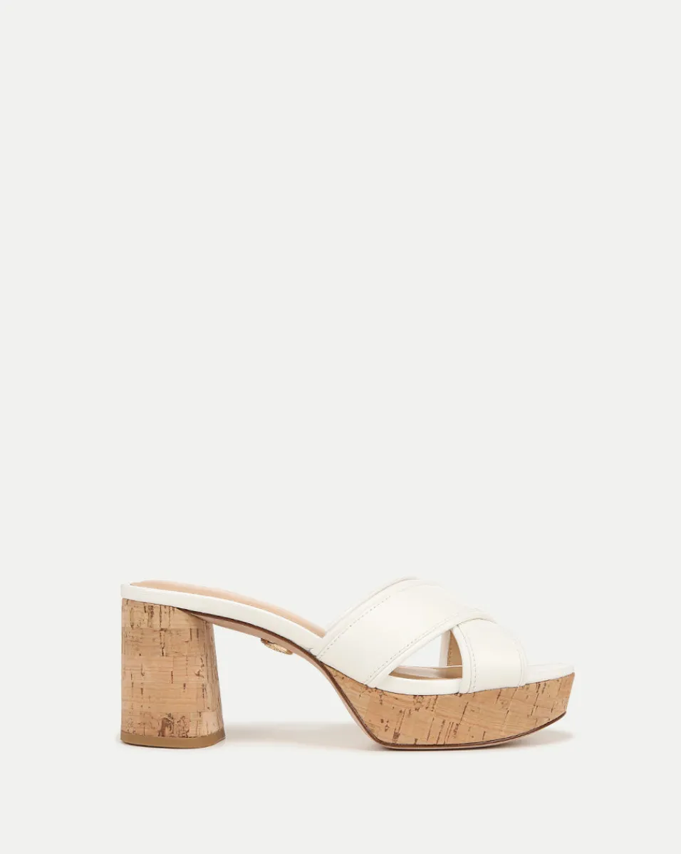Veronica Beard Sandals*Dory White Cork Block-Heel Sandal Coconut