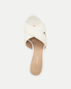 Veronica Beard Sandals*Dory White Cork Block-Heel Sandal Coconut
