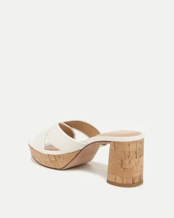 Veronica Beard Sandals*Dory White Cork Block-Heel Sandal Coconut