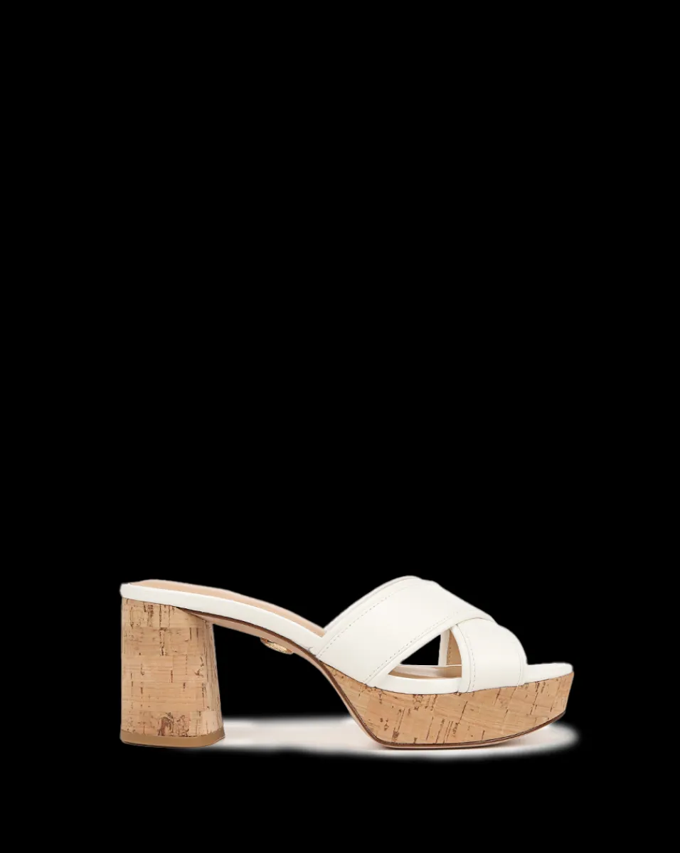 Veronica Beard Sandals*Dory White Cork Block-Heel Sandal Coconut