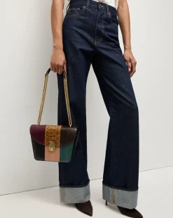 Veronica Beard Shoulder Bags|The Veronicas' Favorites*Double Link Patchwork Flap Bag in Cognac Multi CognacMulti