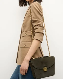 Veronica Beard Shoulder Bags|The Gift Guide*Double Link Suede Flap Bag in Pine
