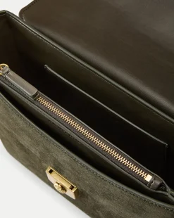 Veronica Beard Shoulder Bags|The Gift Guide*Double Link Suede Flap Bag in Pine
