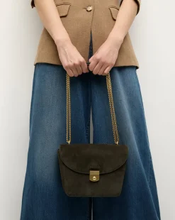 Veronica Beard Shoulder Bags|The Gift Guide*Double Link Suede Flap Bag in Pine